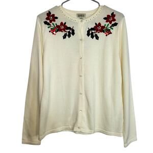 Vintage NWT Classic Elements Women's Light Weight Christmas Cardigan Sweater M